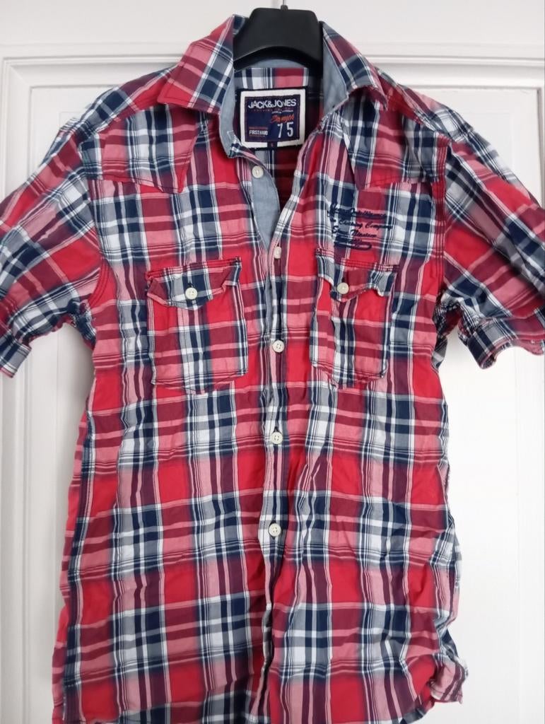Jack and Jones - geruit hemd met korte mouwen, maat: S., Kleding | Heren, Ophalen of Verzenden, Zo goed als nieuw