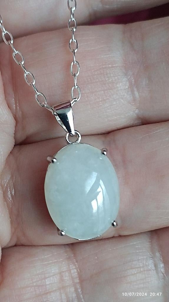 Pendentif en argent massif avec jade de Myanmar, Neuf, Enlèvement ou Envoi, Avec pierre précieuse, Argent