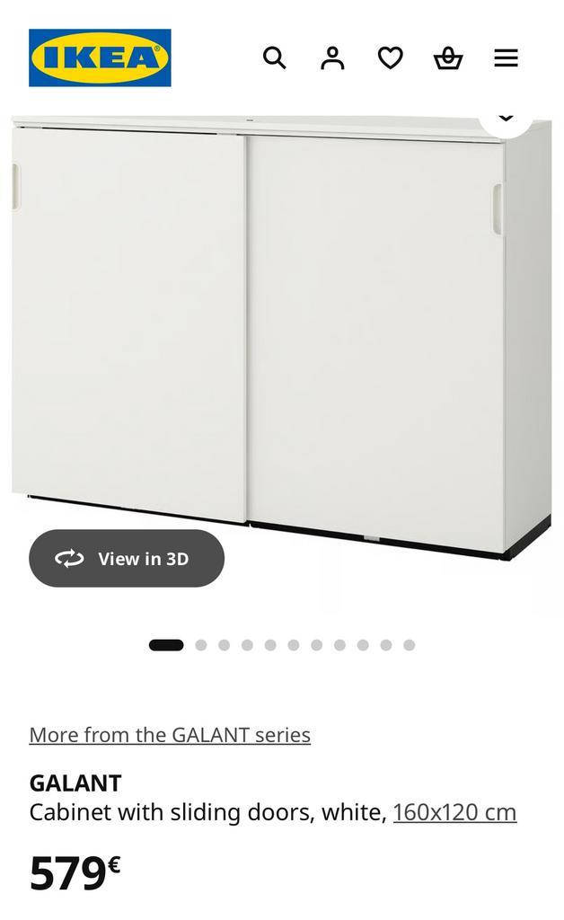 200 €GALANT Cabinet with sliding doors, white, 160x120 cm, Ophalen, Zo goed als nieuw, 150 cm of meer, 80 cm of meer