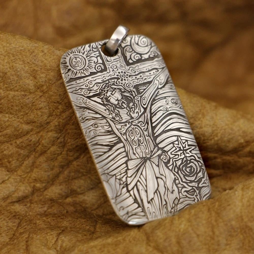 Hanger met Jezus aan het Kruis – 925 Zilver, Handtassen en Accessoires, Kettinghangers, Nieuw, Zilver, Zilver, Kruis of Symbool