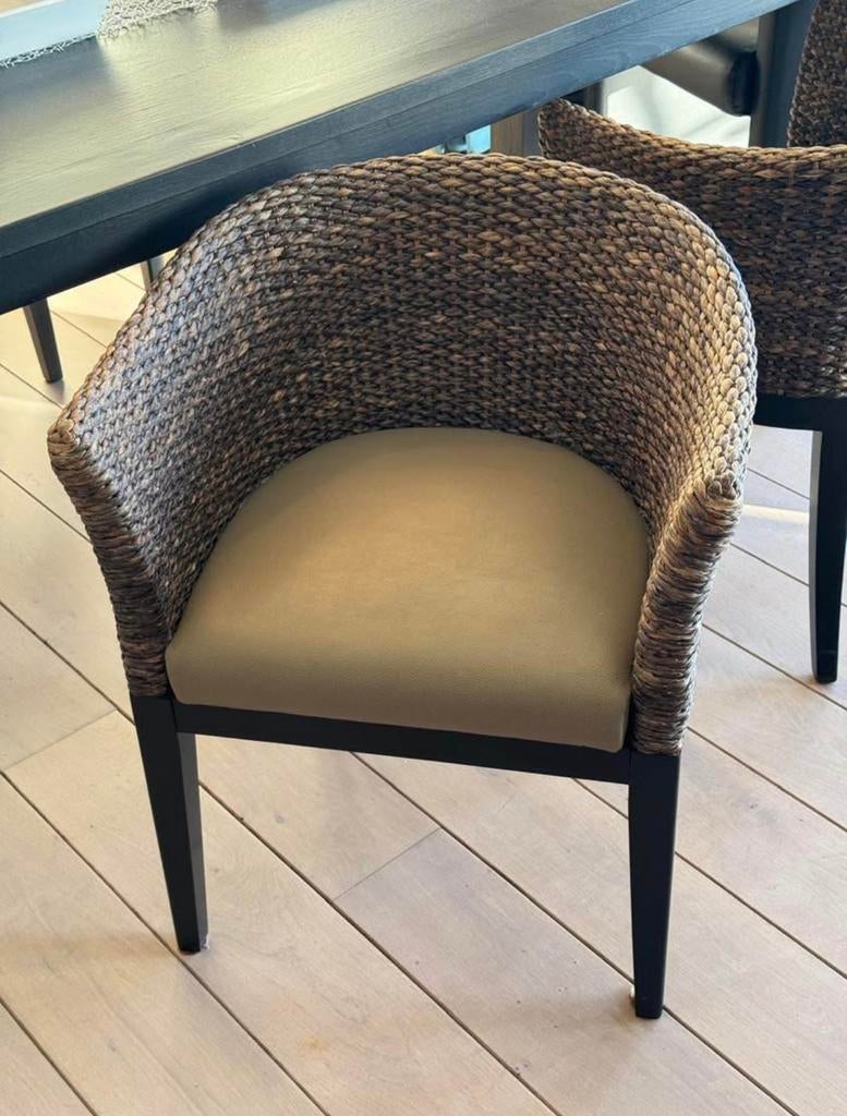 4 eetkamerstoelen - landelijk, riet, Ophalen, Bruin, Riet of Rotan, Vier