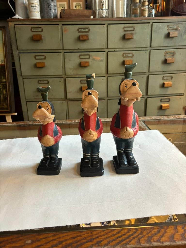 Set van 3 vintage Goofy houten beeldjes – Disney, Ophalen of Verzenden