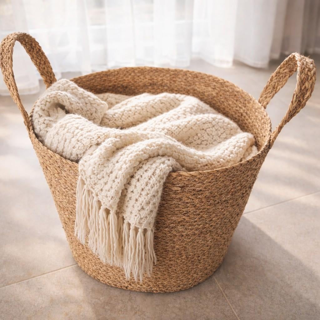 Grote, rieten mand in nieuwstaat
diameter 40cm, Huis en Inrichting, Woonaccessoires | Schalen en Manden, Ophalen, Mand