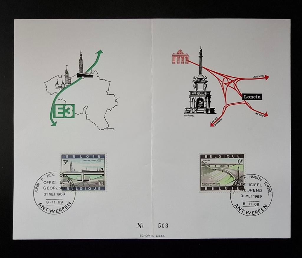 België: OBP MK1514/15 (●) Transportroutes 1969., Met stempel, Frankeerzegel, Ophalen of Verzenden, Gestempeld