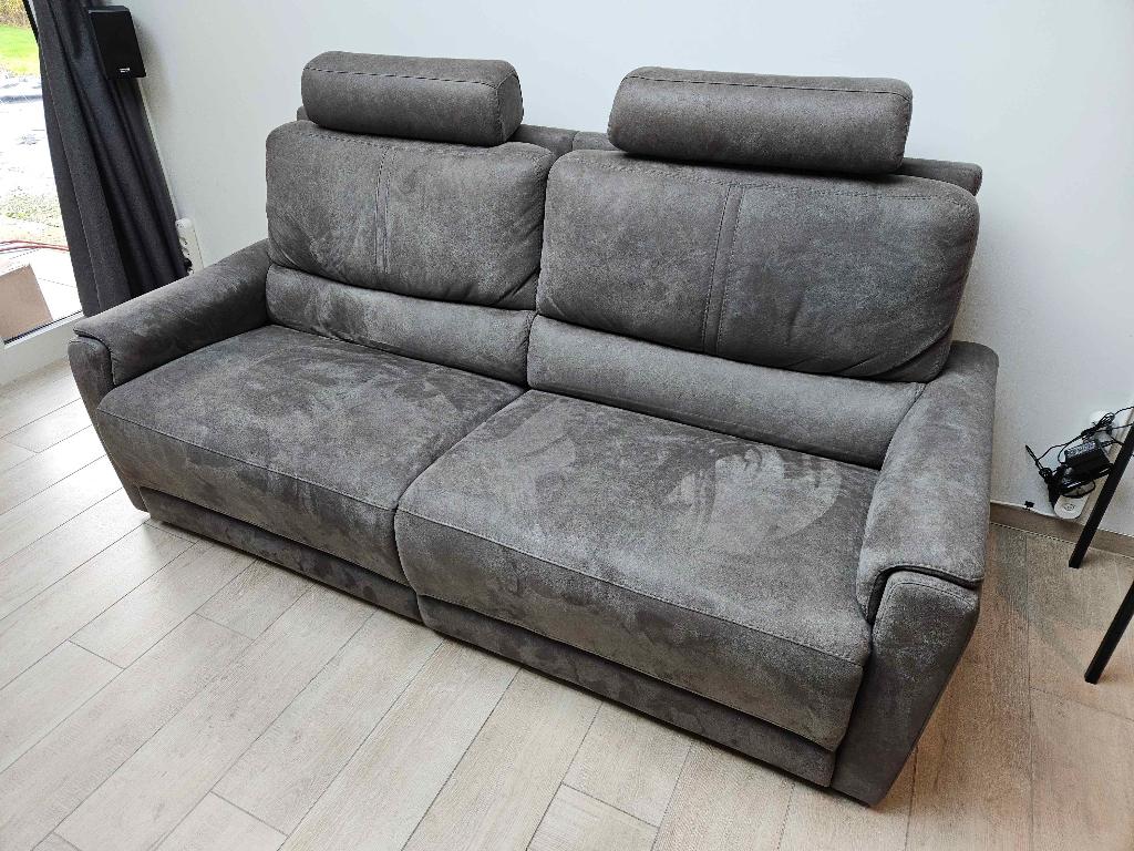 Tweezit Cinema Zetel Microfiber Suede Antraciet, Ophalen, Gebruikt, Tweepersoons, 75 tot 100 cm