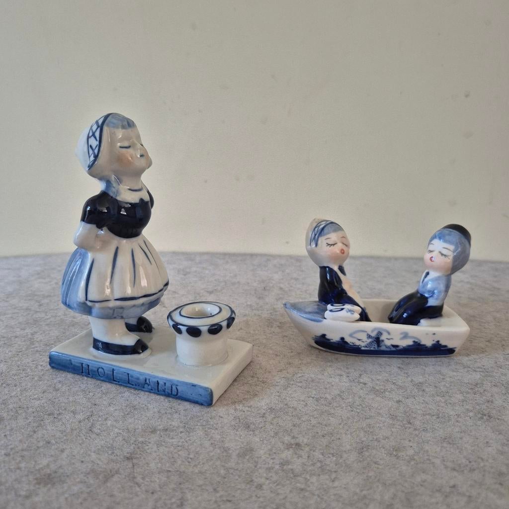 2 Delftste porseleinen beeldjes, Verzamelen, Beelden en Beeldjes, Ophalen of Verzenden