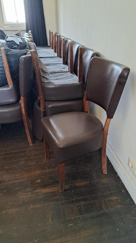 kunstlederen eetkamerstoelen 30 stuks, Ophalen, Gebruikt, Bruin, Leer