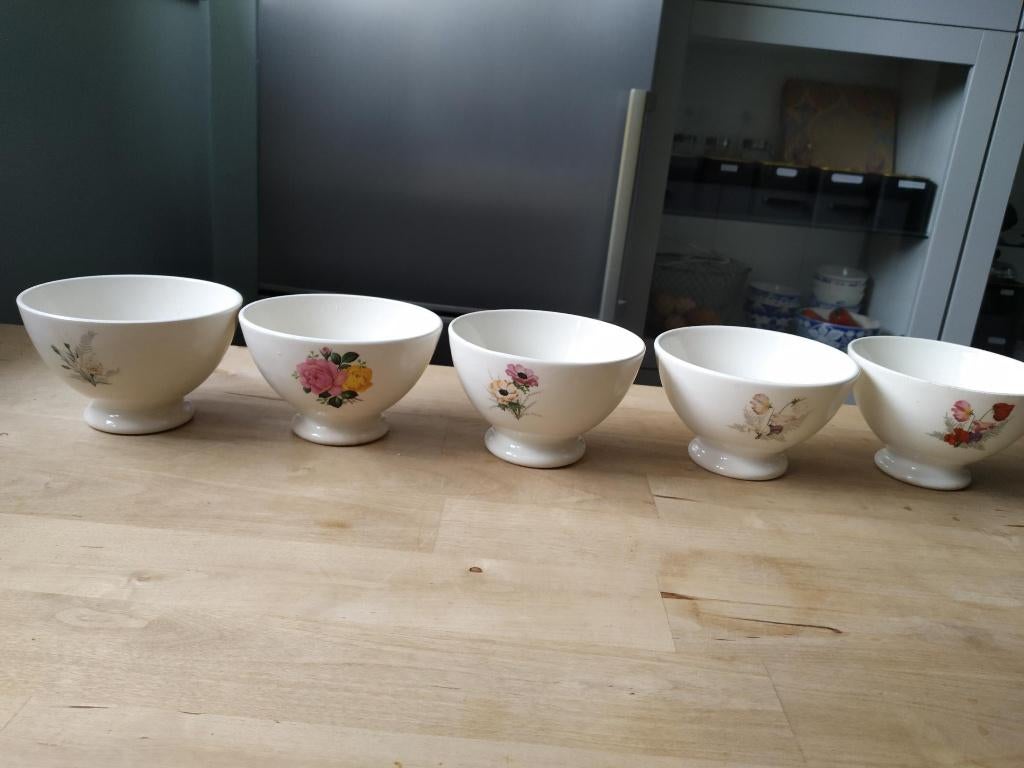 5 bols BOCH à motif floral, Antiquités & Art, Enlèvement ou Envoi