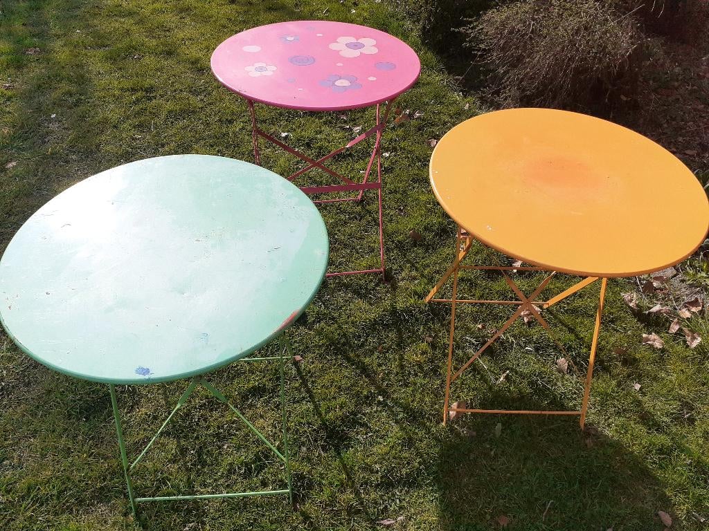A vendre tables métallique d'appoint, Enlèvement, Utilisé, Rond, Métal