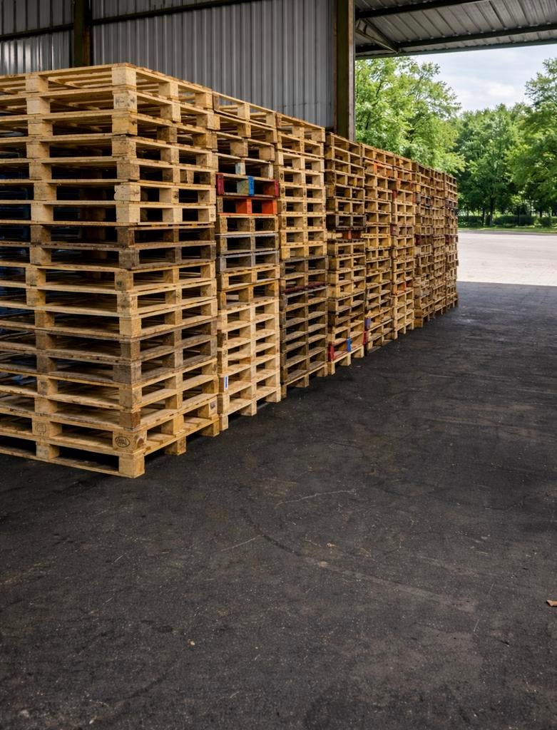 Stevige gebruikte houten blokpallets 120 x 100 cm, Doe-het-zelf en Bouw, Hout en Planken, Ophalen, Zo goed als nieuw, Pallet