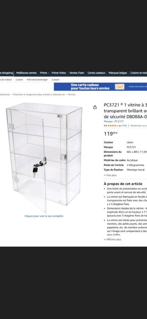Vitrine Plexi transparente 40/30/15 cm, Neuf, Avec porte(s), Moins de 25 cm, Moins de 100 cm