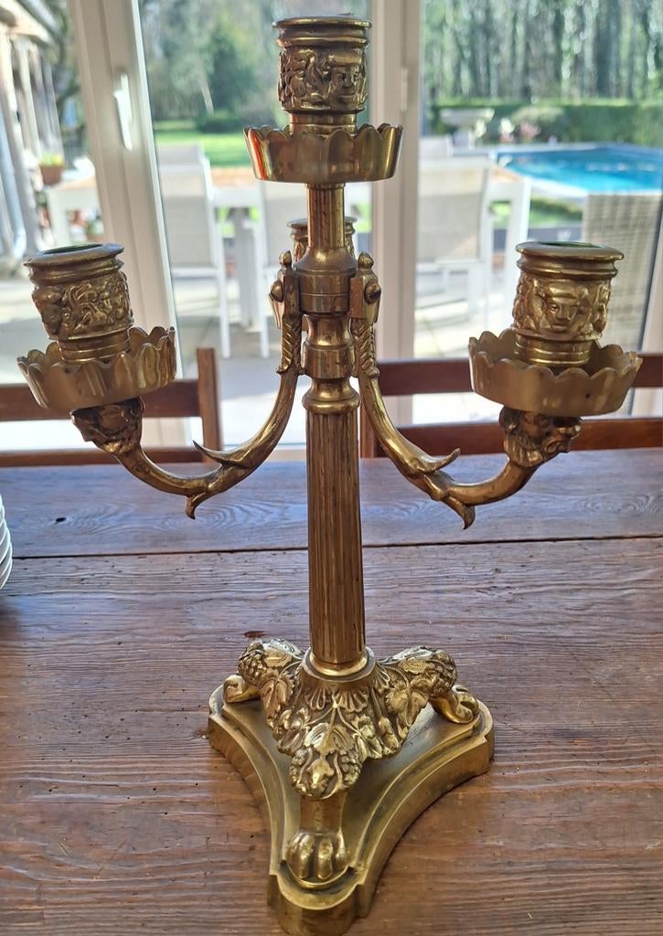 Prachtige messing kandelaar, eind jaren 20, Ophalen of Verzenden