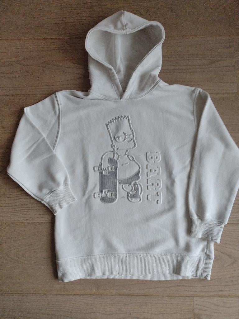 Pull à capuche blanc - Taille 134 - Bart Simpson, Garçon ou Fille, Pull ou Veste, Enlèvement, Utilisé