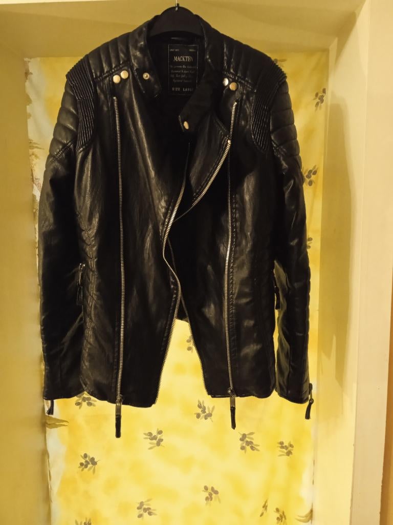 Veste biker en simili cuir Mackten taille L, Maat 52/54 (L), Mackten, Verzenden, Zwart