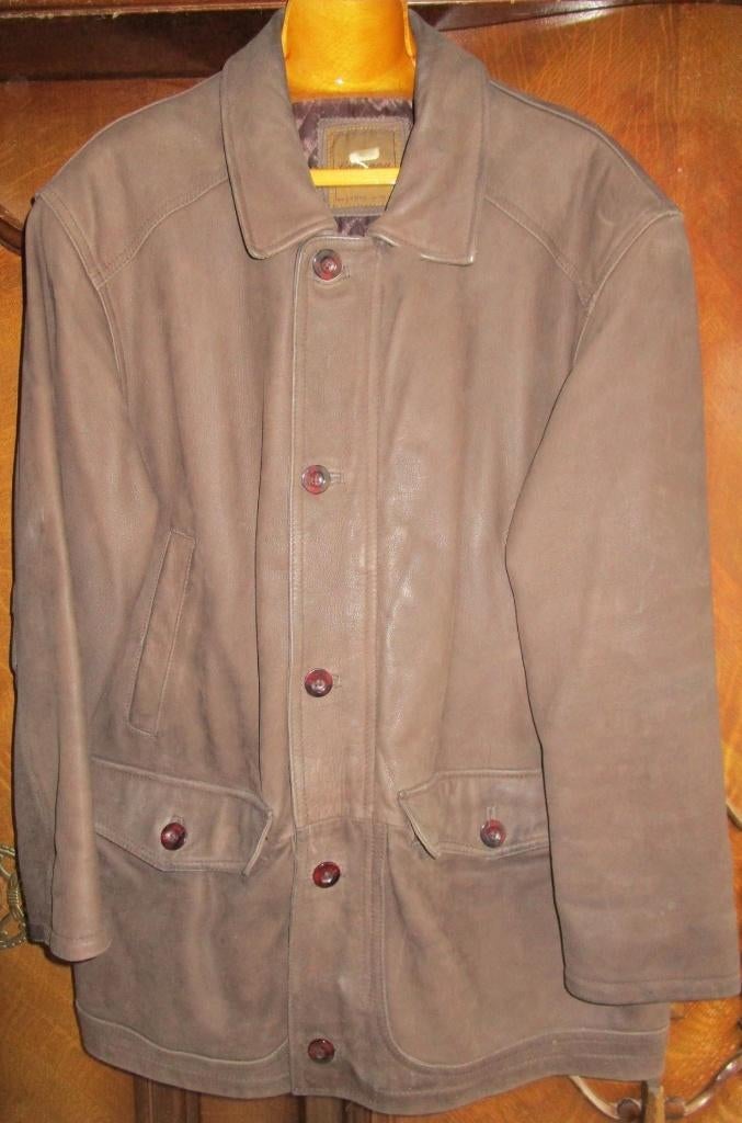 Jas in bruin leer voor heren - maat 50 - OPRUIM, Kleding | Heren, Bruin, Maat 48/50 (M), Ophalen of Verzenden, Gedragen