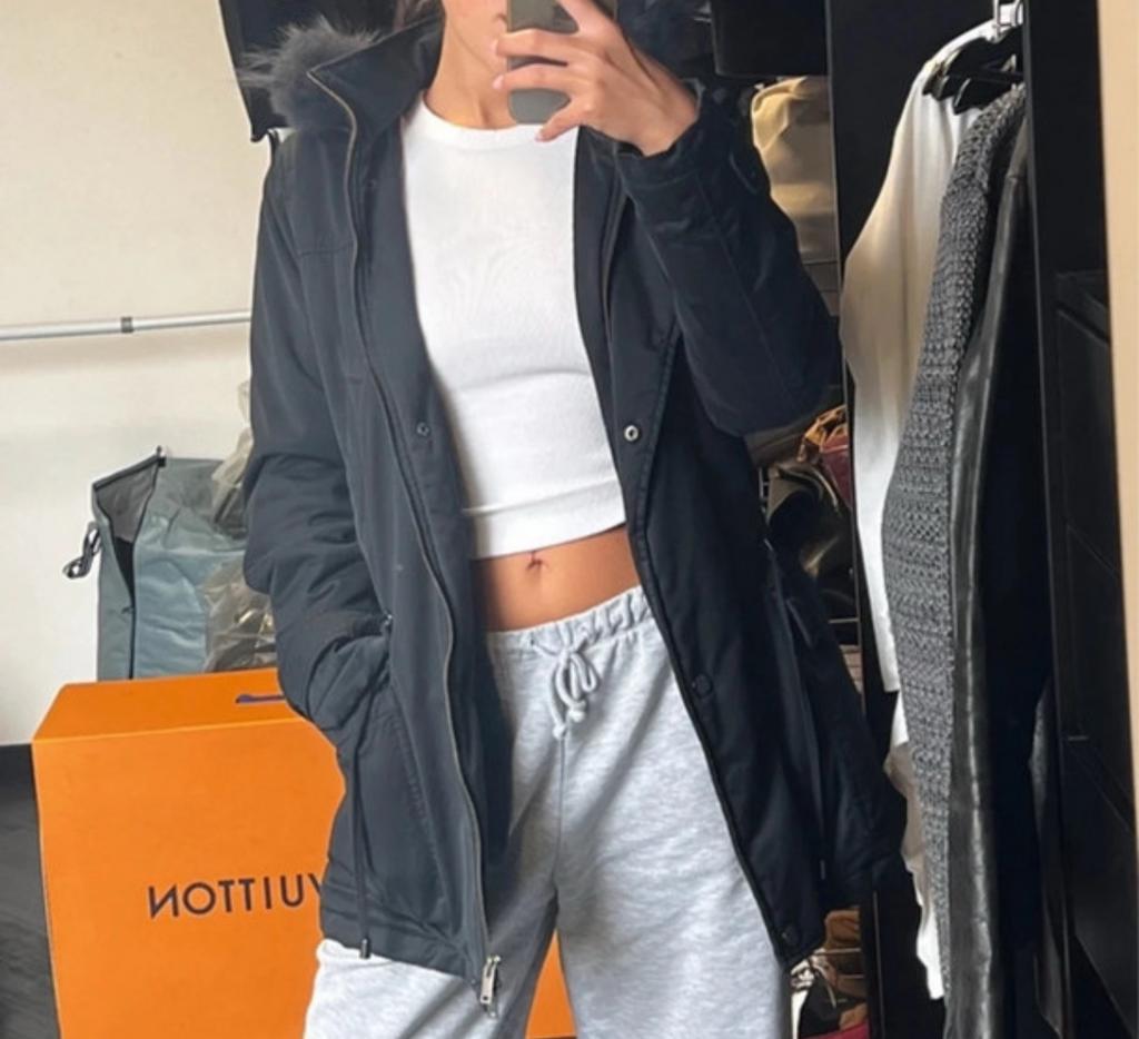 Parka bleu marine avec fourrure, Taille 38/40 (M), Comme neuf, Ikks, Bleu