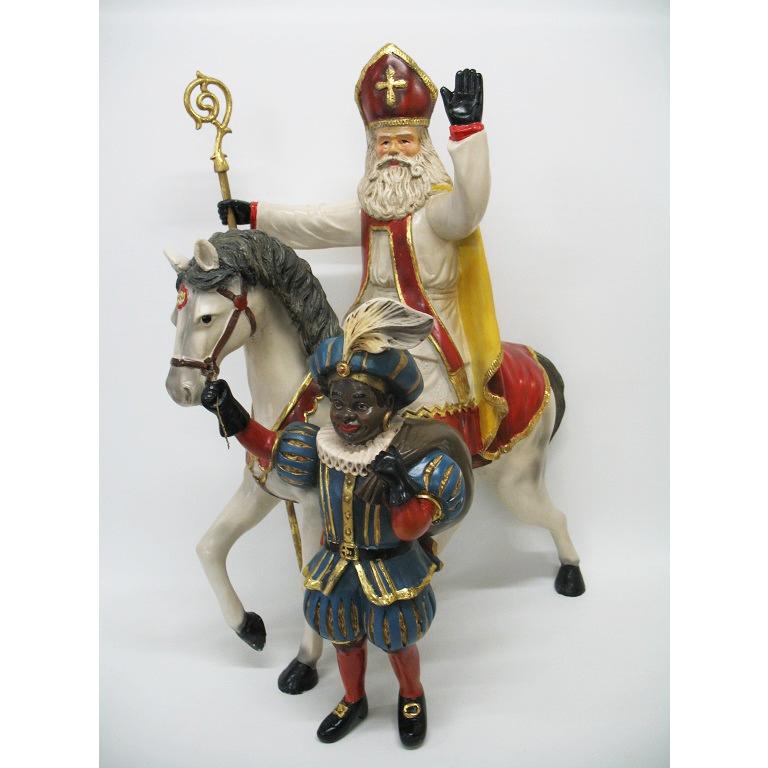 Sinterklaas op paard met piet– Sint beeld – 30x15x37 cm, Diversen, Sinterklaas, Nieuw, Ophalen