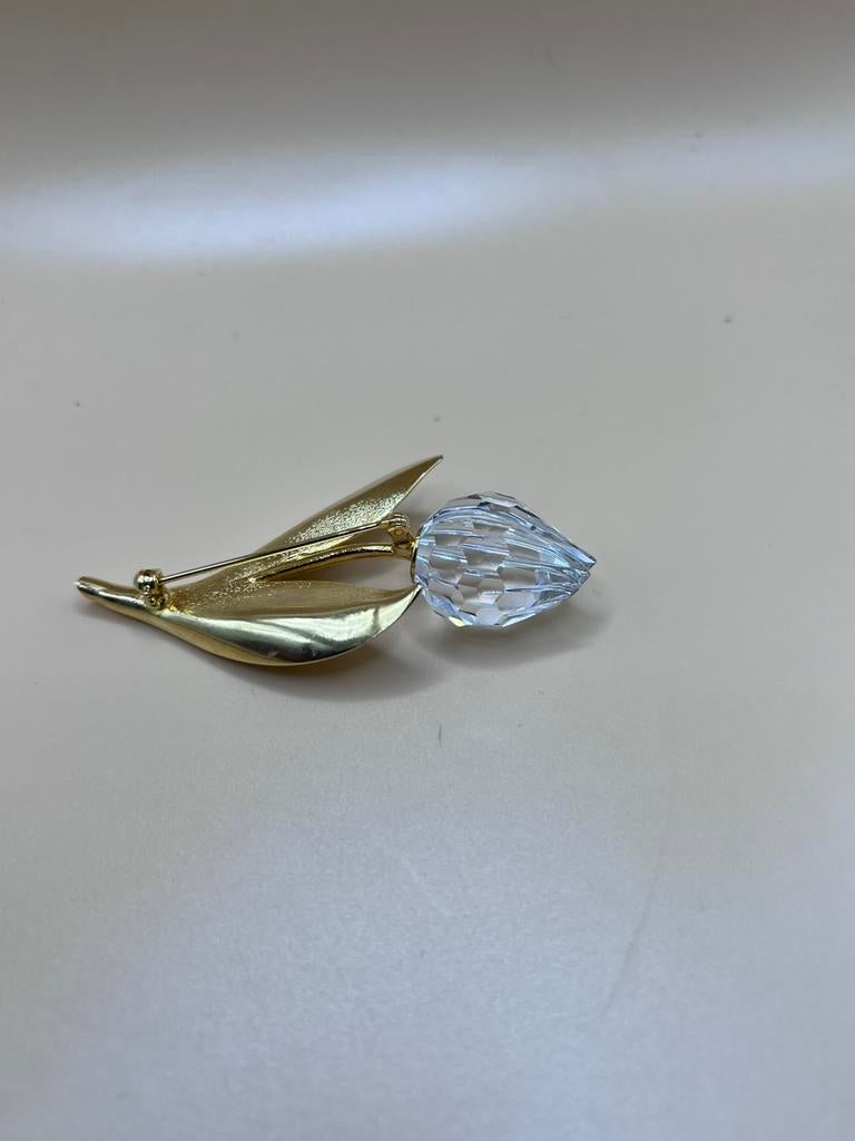 Broche tulp Swarovski, Ophalen of Verzenden, Zo goed als nieuw, Goud