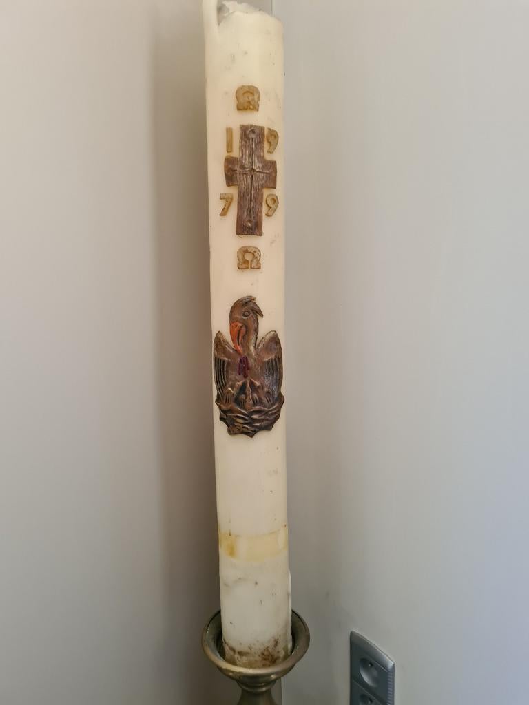 Paaskaars 22 jaartal 1979 grote kaars, Huis en Inrichting, Woonaccessoires | Kandelaars en Kaarsen, Gebruikt, Kaars, 75 cm of meer