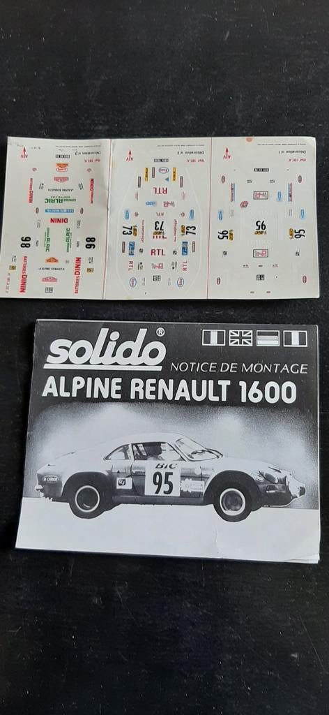 Stickers Renault Alpine 1600 1/43, Enlèvement ou Envoi, Comme neuf, Solido