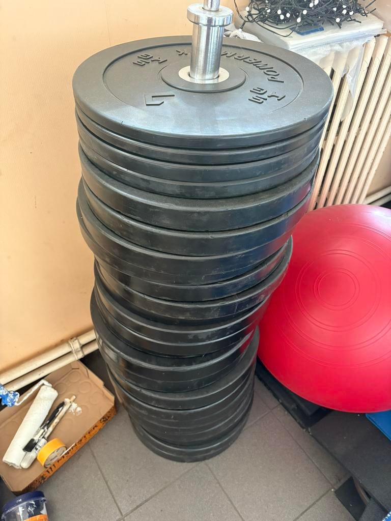 460kg bumper plates Powermark, Sport en Fitness, Ophalen, Zo goed als nieuw
