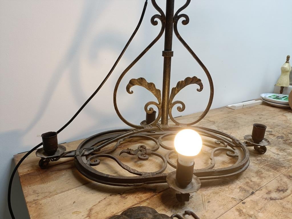 Smeedijzeren luchter 4 lichpunten, Ophalen of Verzenden