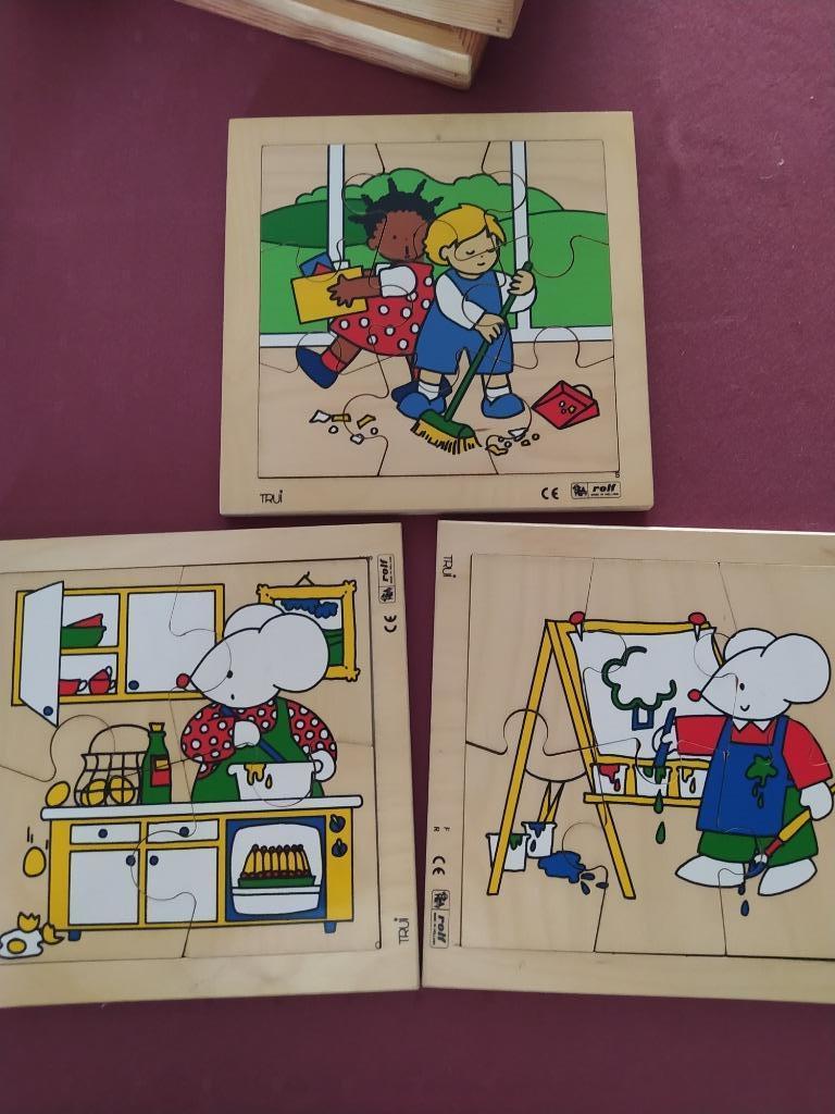 Houten puzzels 4, 6 en 9 stukken, Ophalen, Minder dan 10 stukjes, Zo goed als nieuw