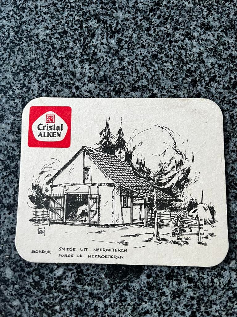 Bierkaartje Cristal Alken Bokrijk smidse, Ophalen of Verzenden, Zo goed als nieuw