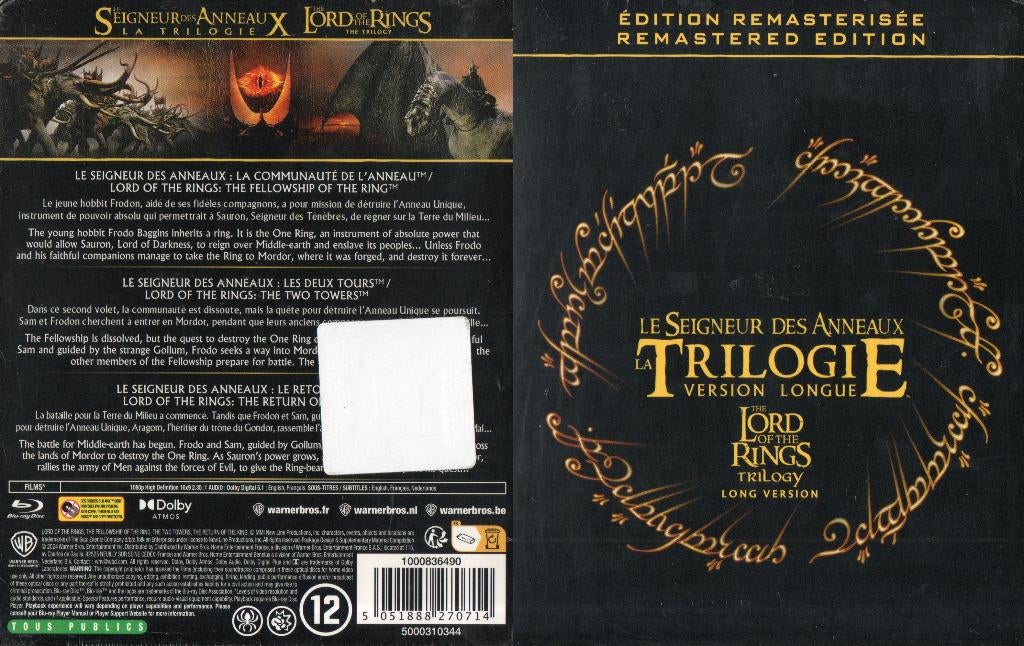 trilogy the lord of the rings (3 blu-ray) nieuw, Ophalen of Verzenden, Nieuw in verpakking, Avontuur, Boxset