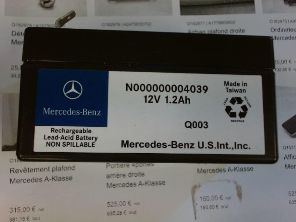 Batterie Mercedes A177 2018 1.5CDi N000000004039 (294A), Enlèvement, Utilisé