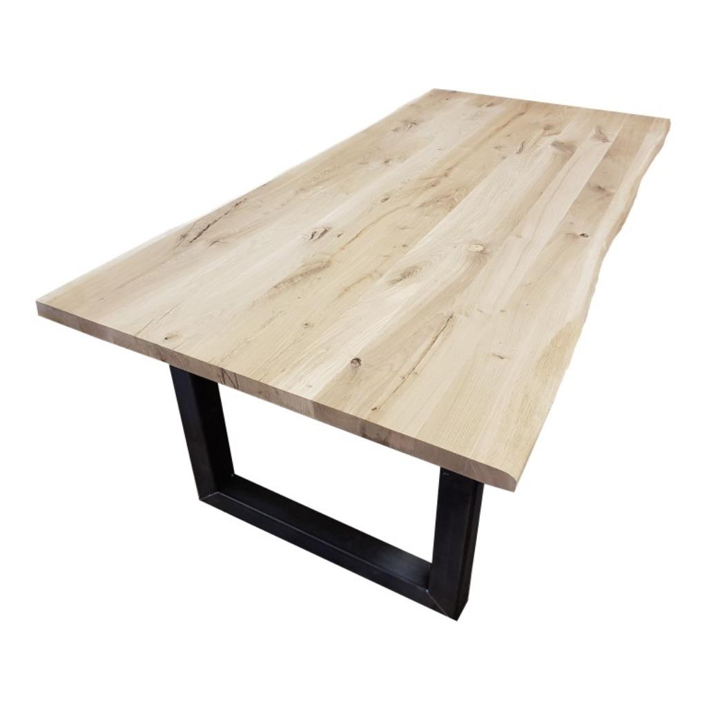 massief eiken tafel | tafelblad | eettafel | boomstamtafel, Ophalen, Nieuw, Rechthoekig, Eikenhout
