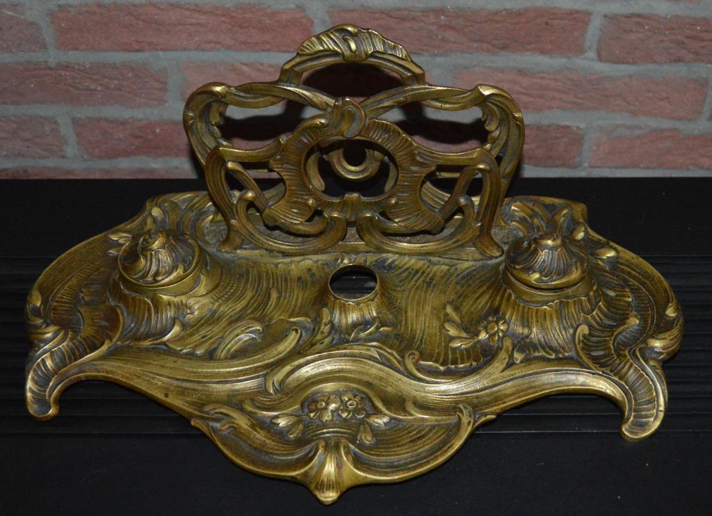 Set d'encres en laiton antique 40 x 25 cm, Antiquités & Art, Enlèvement ou Envoi, Cuivre