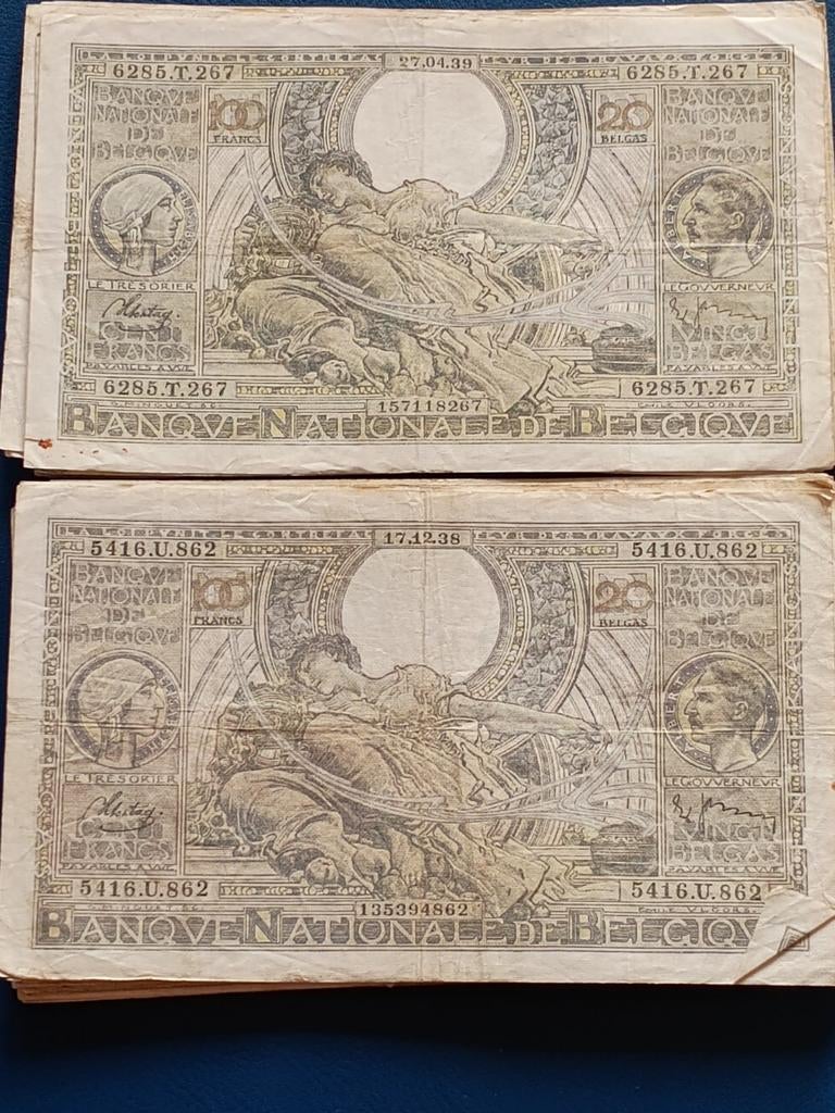 Belgique 100 Francs-20 Belgas 1941 ,1942, 1938,39, Billet, Timbres & Monnaies, Enlèvement ou Envoi