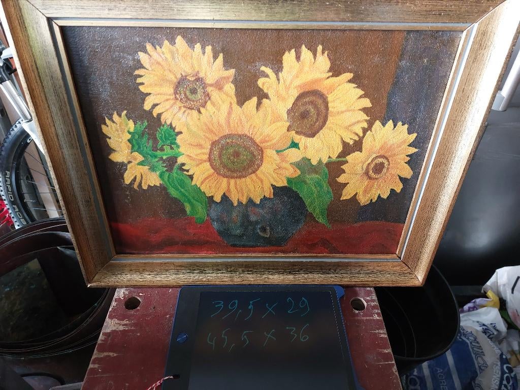 olieverfschilderij Zonnebloemen, Ophalen