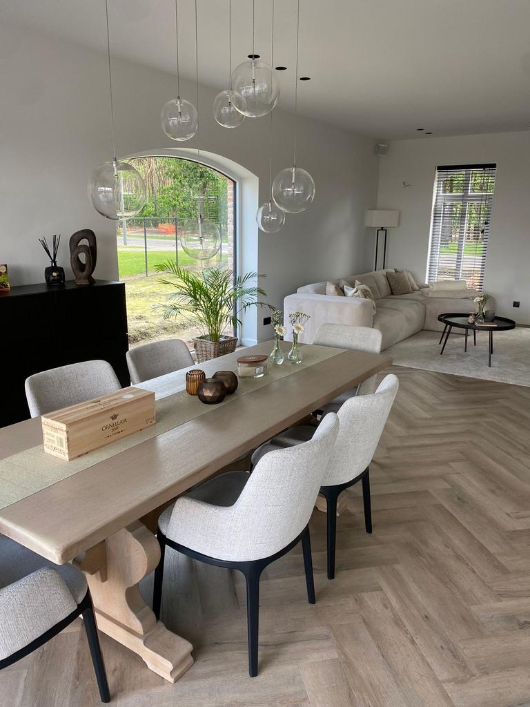 Massief eiken kloostertafel, Huis en Inrichting, Tafels | Eettafels, Ophalen, 200 cm of meer, 50 tot 100 cm, Zo goed als nieuw