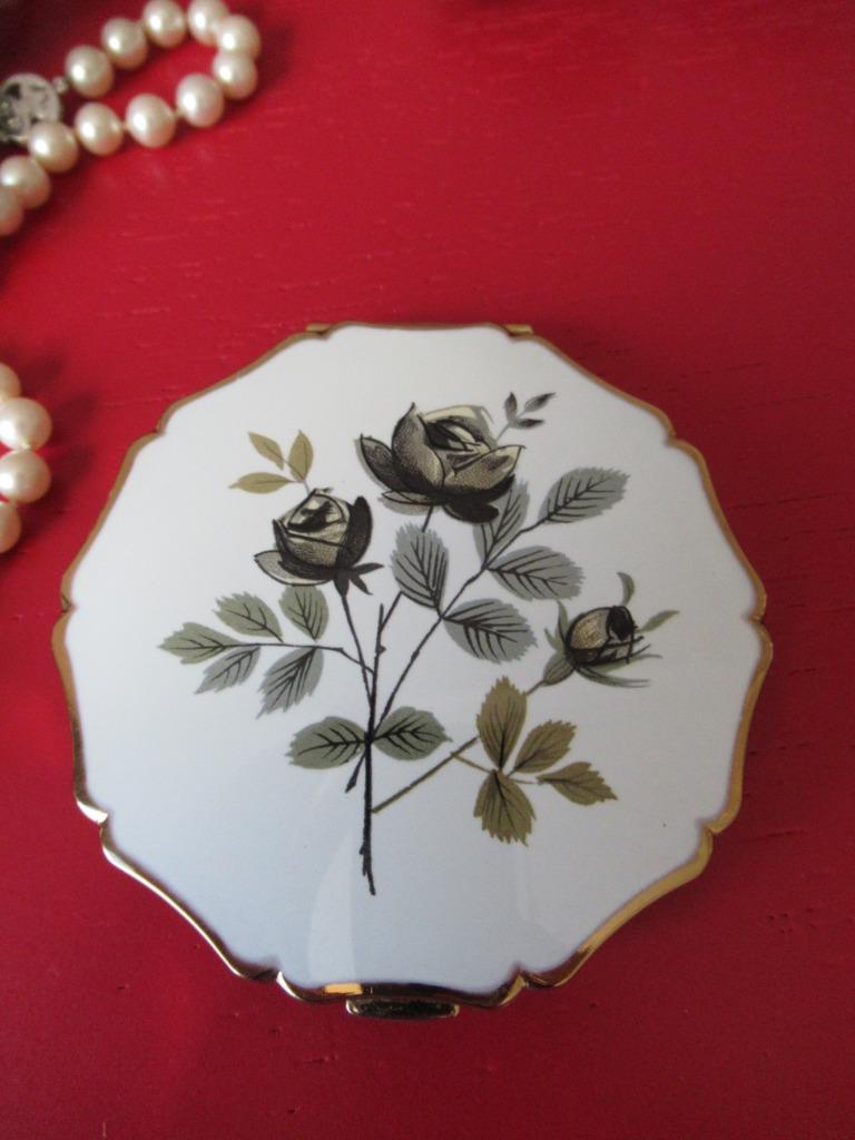 poederdoos-STRATTON-ENGLAND-verguld-émail-VINTAGE, Ophalen of Verzenden, Zo goed als nieuw