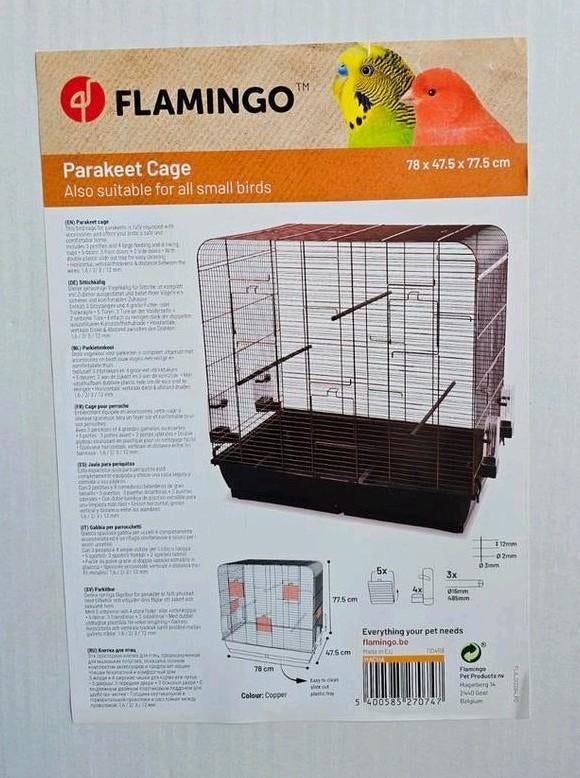 NIEUW - Parkietenkooi Macha Koper Zwart - Flamingo, Dieren en Toebehoren, Ophalen, Kunststof