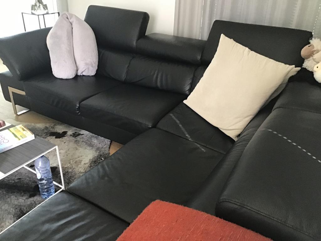 Echt lederen zithoek, Ophalen, Gebruikt, Leer, Moderne stijl