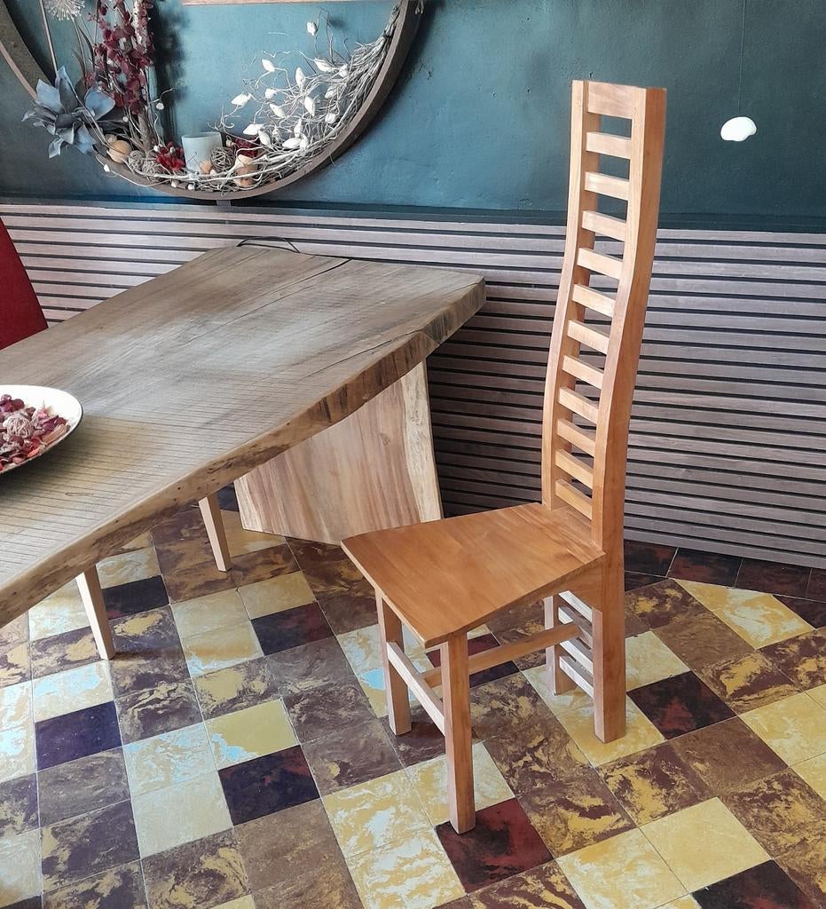 Lot de 4 chaises teak teck design girafe, Enlèvement