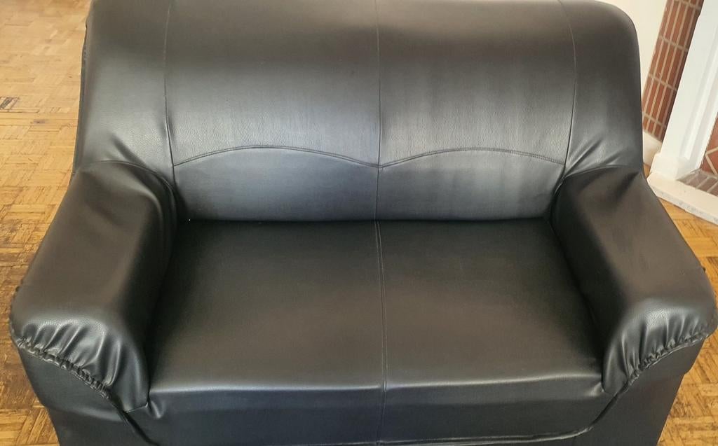 2 place salon et 3 place salon noir cuir, Enlèvement, Cuir