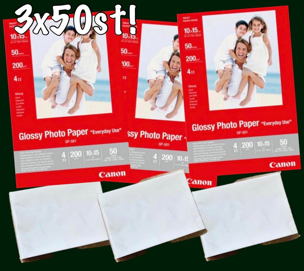 3x Canon GP-501 glossy photo paper 🖨️📸 150 vellen, Computers en Software, Printerbenodigdheden, Ophalen of Verzenden, Nieuw