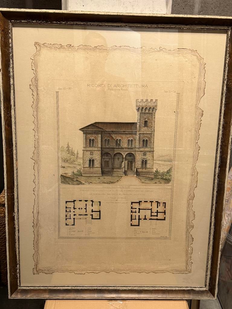 Prachtige Flamant kader met italiaans Palazzo, Antiek en Kunst, Kunst | Tekeningen en Fotografie, Ophalen