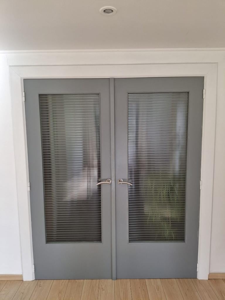 Dubbele schildersdeur met glas, Doe-het-zelf en Bouw, Ophalen, Gebruikt, 120 cm of meer, Binnendeur
