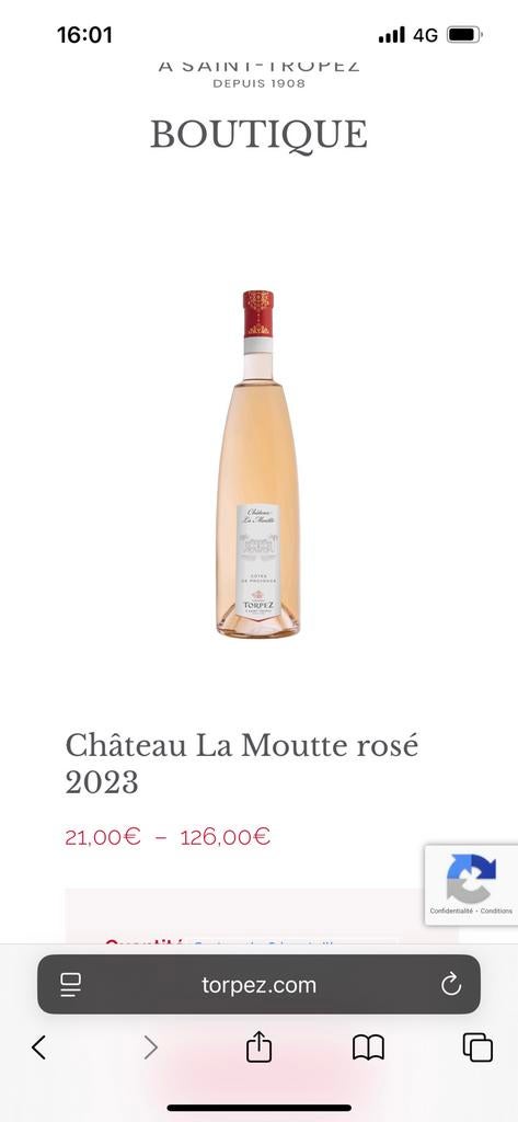 Rosé saint tropez vin château la moutte 2023, Enlèvement ou Envoi, Comme neuf, Rosé