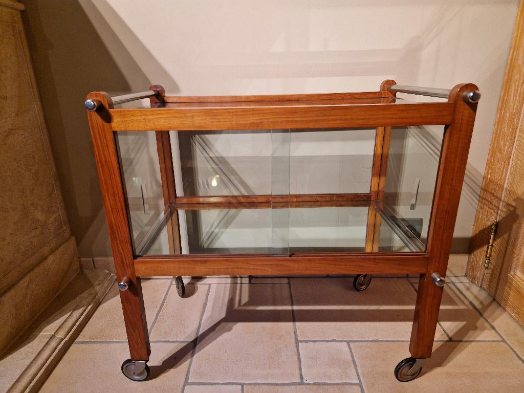 Art Deco chromen serveerwagen, jaren 1930, Antiek en Kunst, Curiosa en Brocante, Ophalen of Verzenden