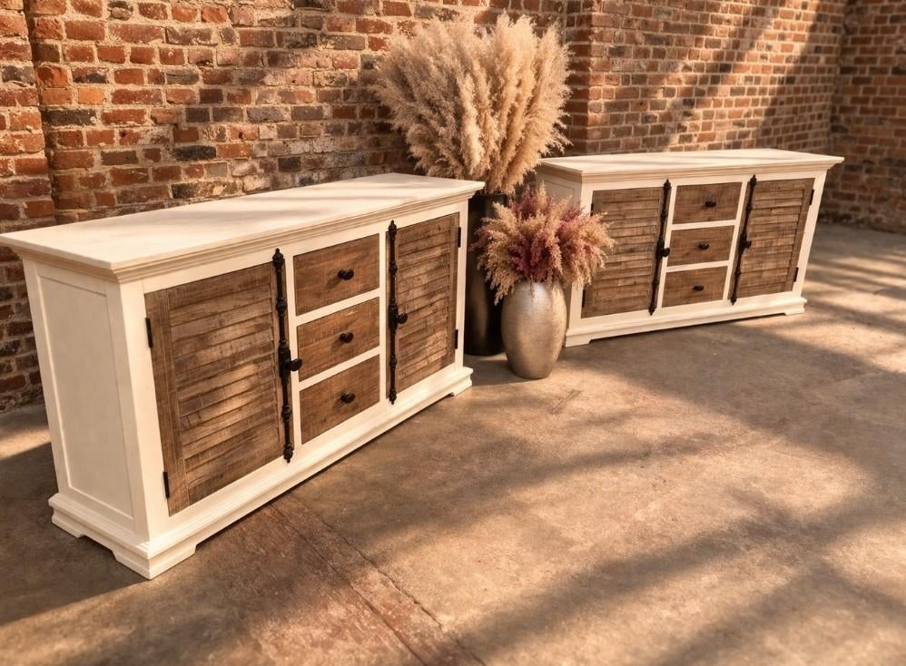 2xMassief houten dressoir art:90/26,2+3, Ophalen, Met deur(en), 150 tot 200 cm, Belgie