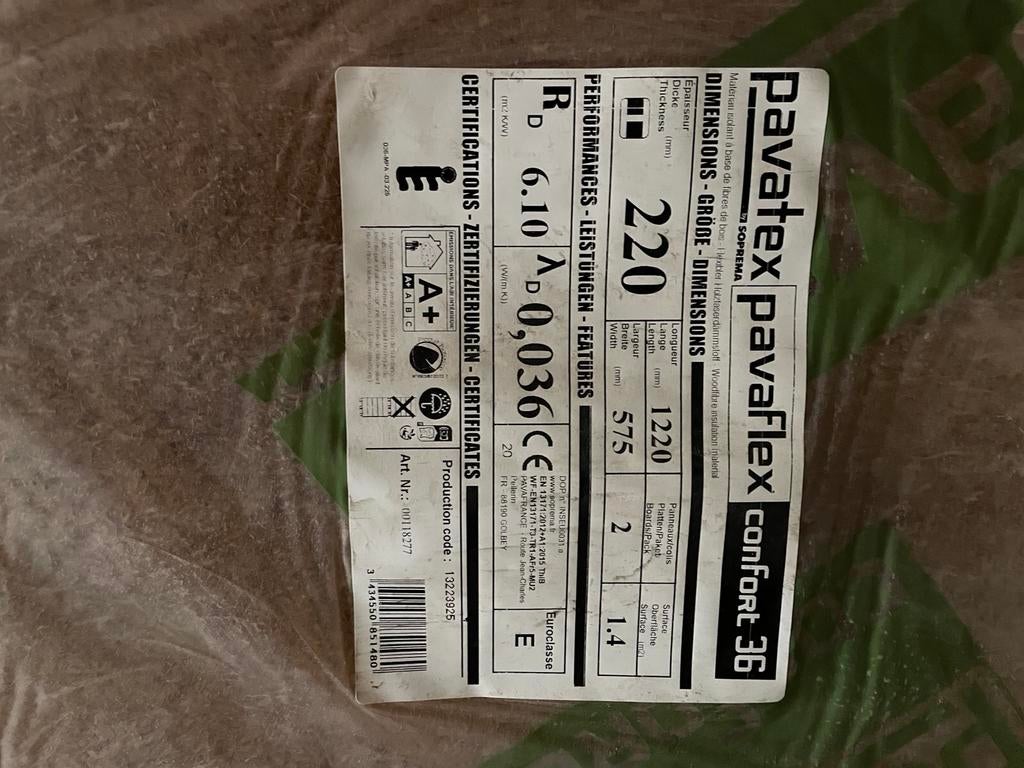 Isolant fibre de bois pavatex confort 36 (22cm d’épaisseur), Bricolage & Construction, Isolation & Étanchéité, Isolation de toiture
