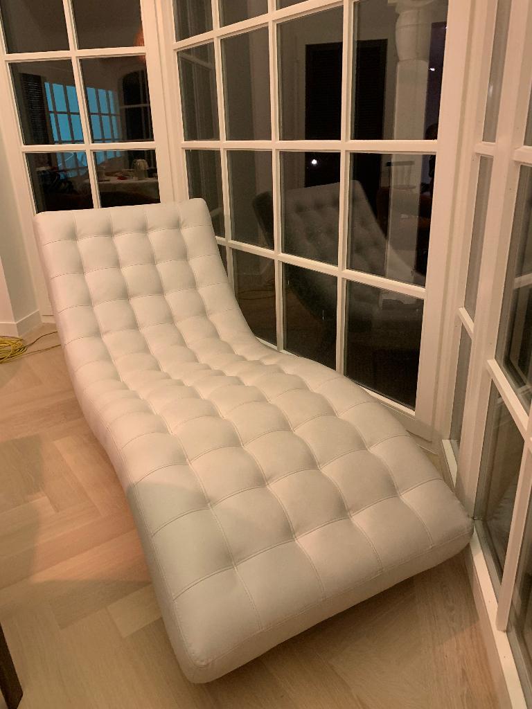 Witte relax zetel, Moins de 150 cm, Enlèvement, Cuir, Une personne