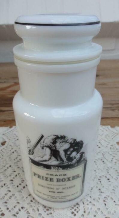 Vintage pot, zwarte afbeelding & tekst: Crack Prize Boxes, Antiek en Kunst, Ophalen of Verzenden