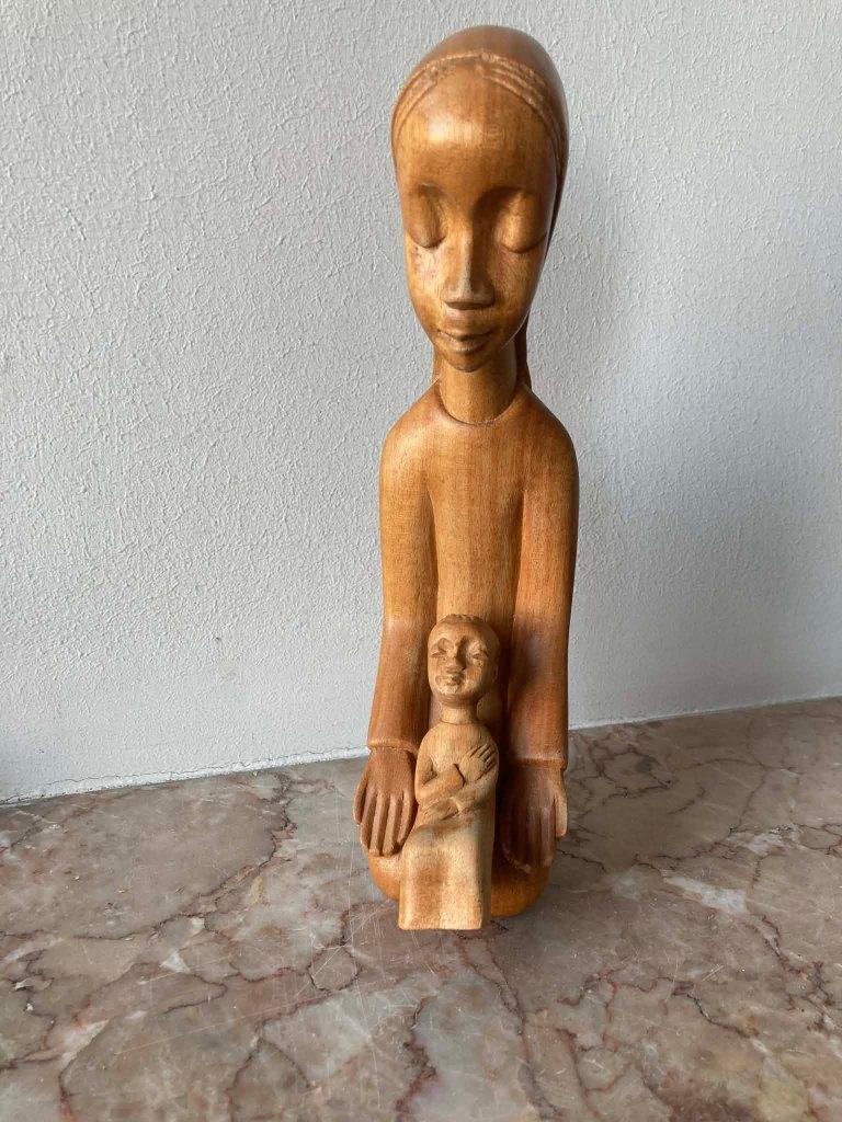 Beeldje Maria met Kind Advent en Kerst Afrika (26 cm), Ophalen of Verzenden, Zo goed als nieuw, Beeld(je), Christendom | Katholiek
